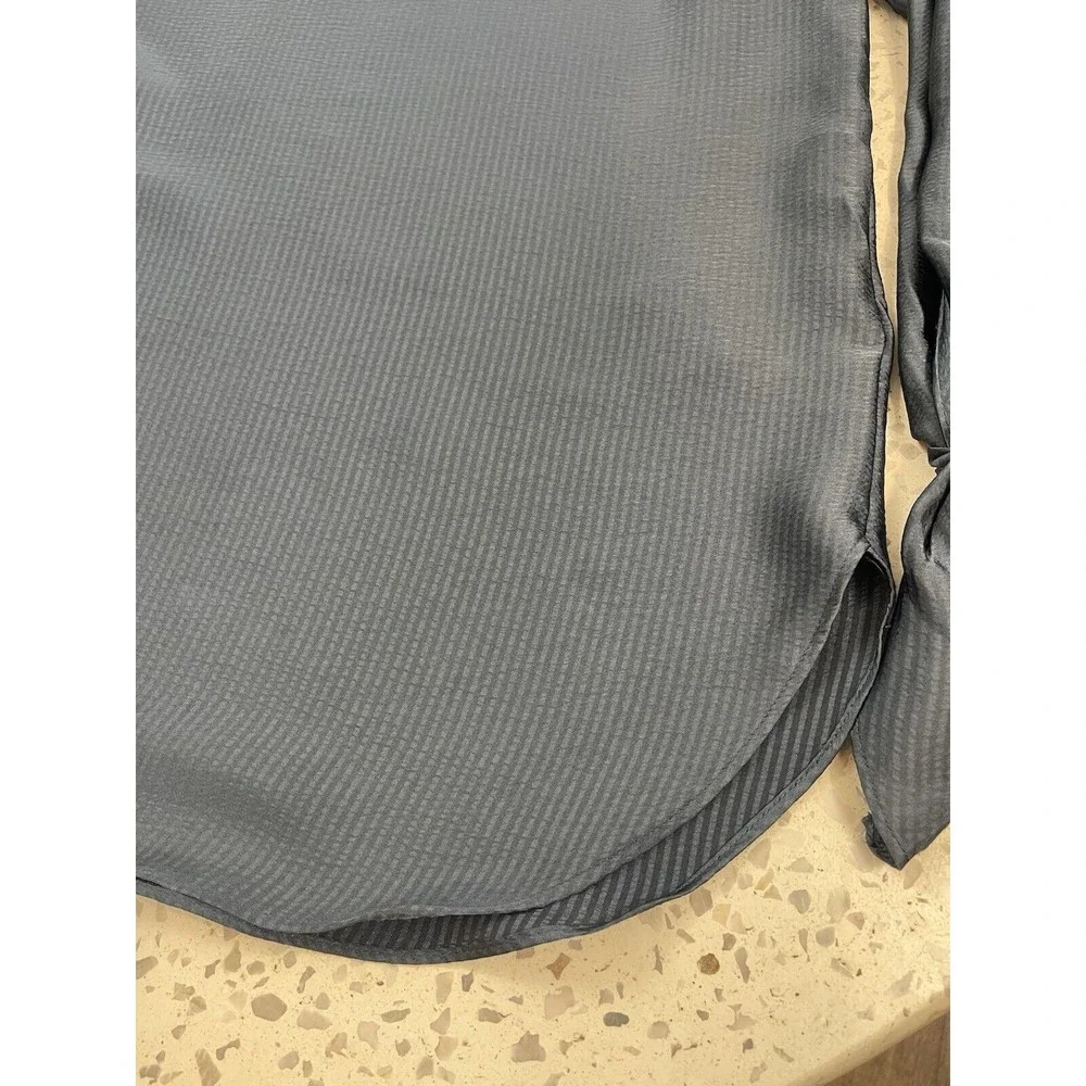 Michael Kors Women XS Blue Navy Solid Satin Tie Top Chambbary Officewear Bow - Picture 13 of 14